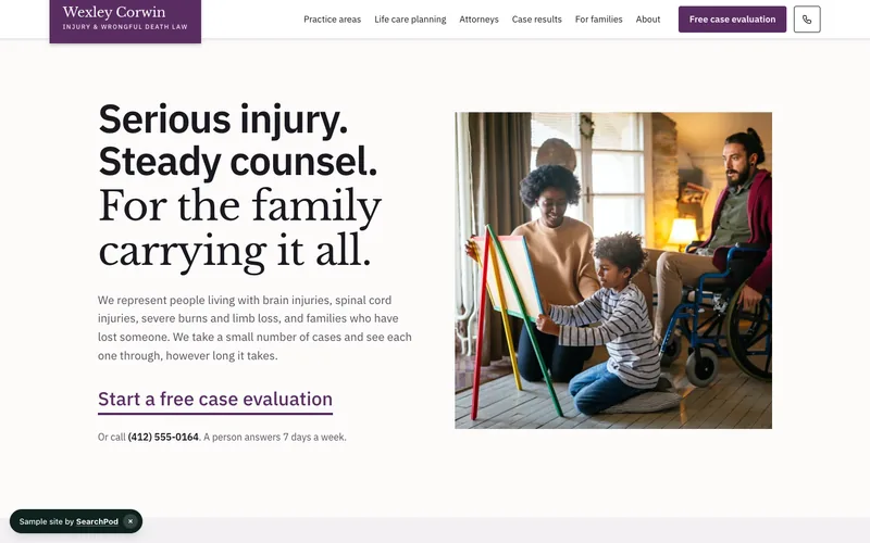 Wexley Corwin — homepage of the live sample site