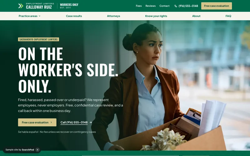 Calloway Ruiz LLP — homepage of the live sample site