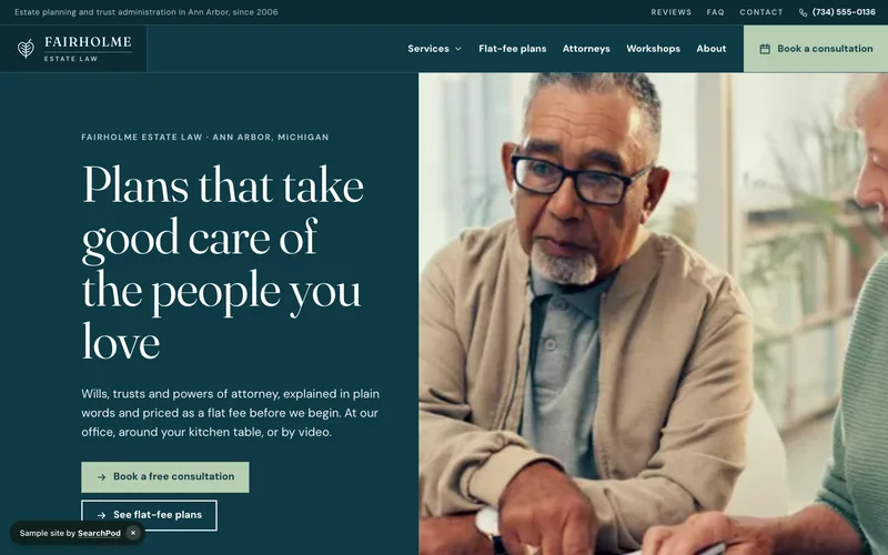 Fairholme Estate Law — homepage of the live sample site
