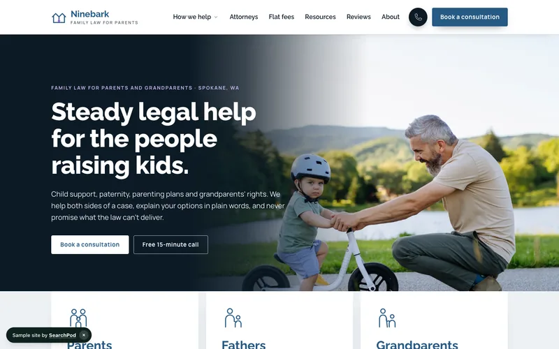 Ninebark Family Law — homepage of the live sample site