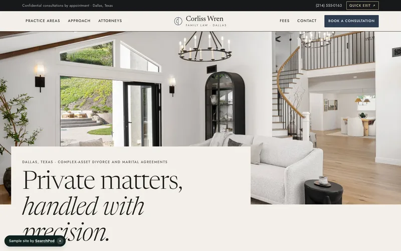 Corliss Wren Family Law — homepage of the live sample site