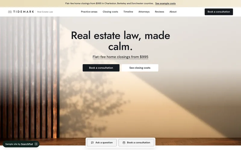 Tidemark Real Estate Law — homepage of the live sample site