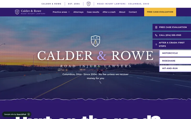 Calder & Rowe — homepage of the live sample site