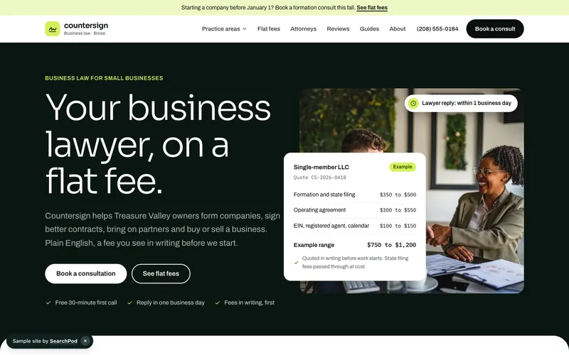Countersign Business Law — homepage of the live sample site