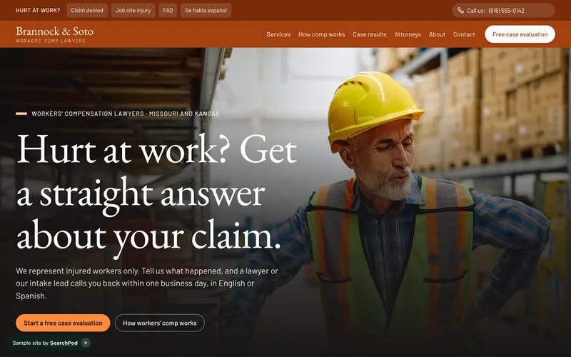 Brannock & Soto — homepage of the live sample site