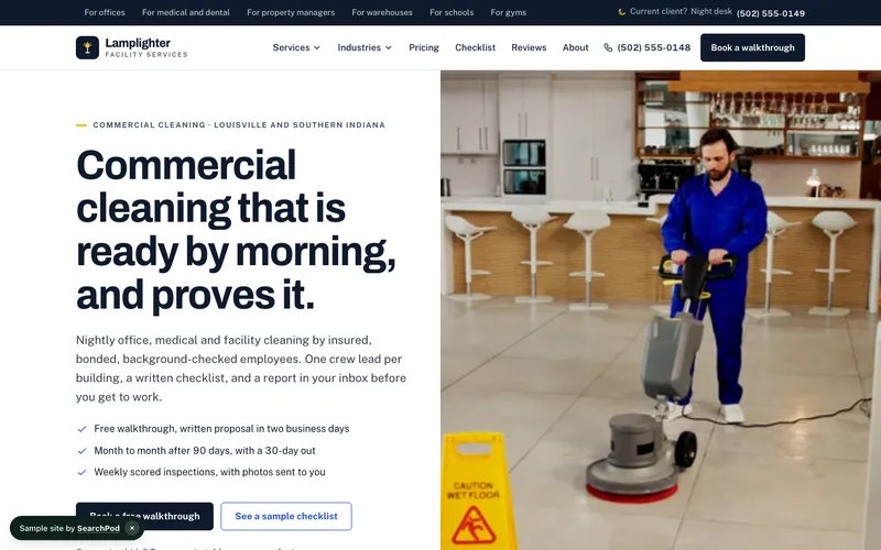 Lamplighter Facility Services — homepage of the live sample site
