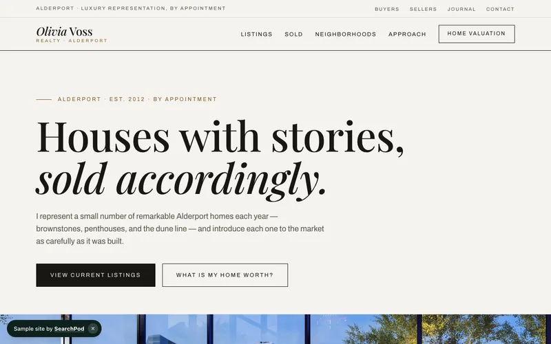Olivia Voss Realty — homepage of the live real estate sample site