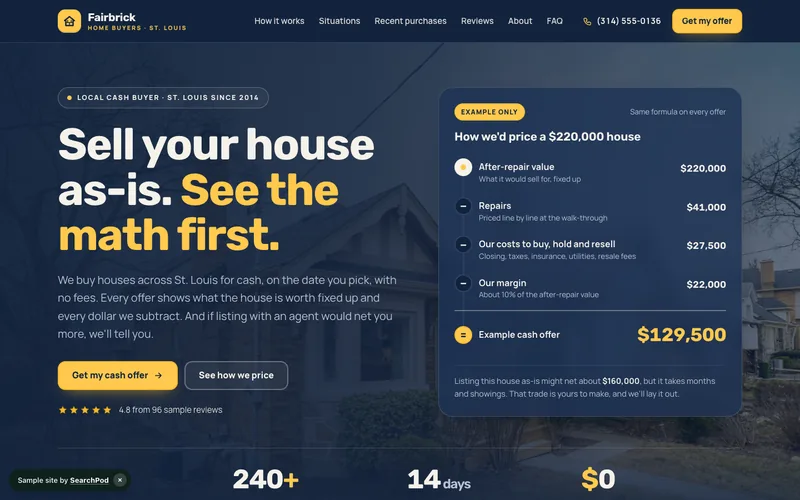 Fairbrick Home Buyers — homepage of the live sample site