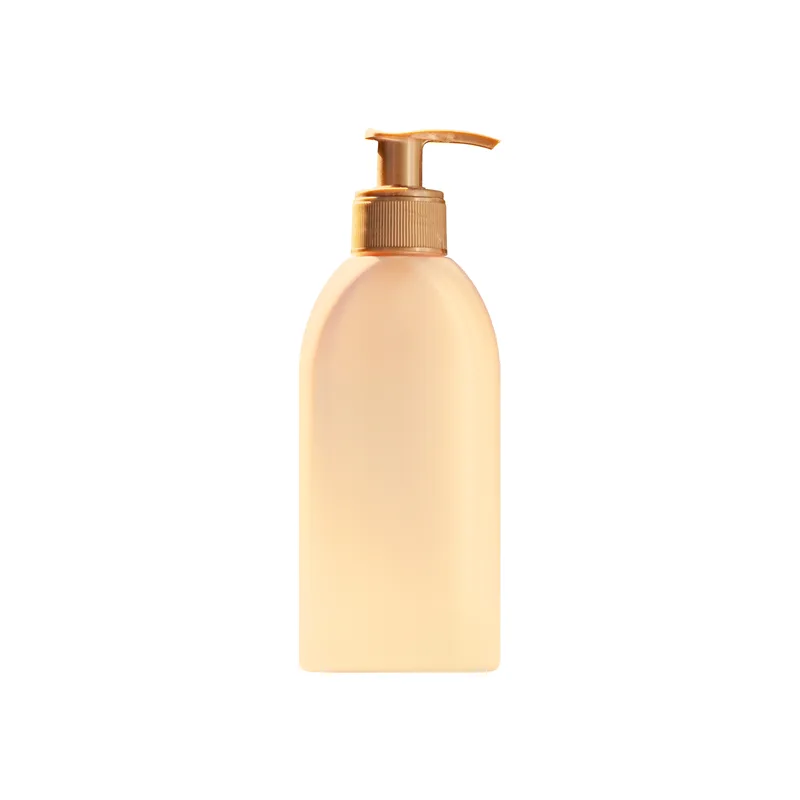 Apricot-toned pump bottle of Oat Cream Cleanser with a brushed gold dispenser on a white ground