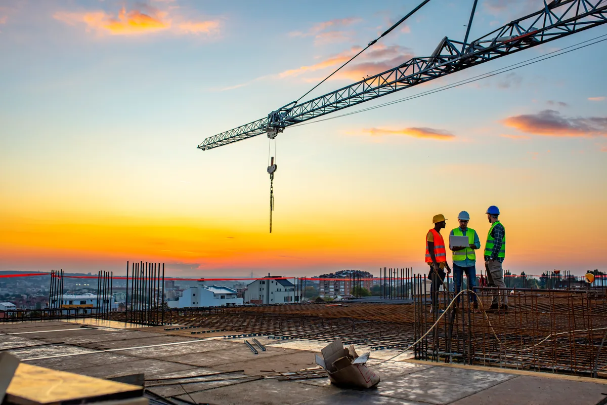 Construction crew on an active building site