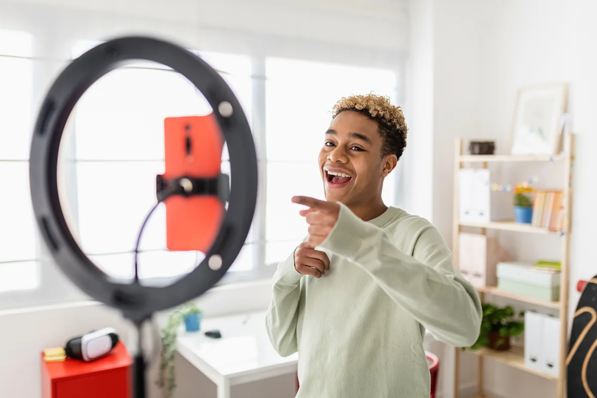 Content creator influencer filming video