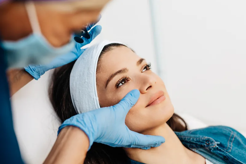 Client receiving a professional aesthetic facial treatment at a med spa